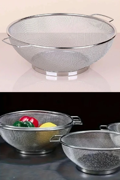 Metal Süzgeç, Paslanmaz Çelik, Çok Amaçlı ve Dayanıklı Tasarım, Ergonomik Saplı, Makarna, Sebze ve Meyve İçin İdeal, Kolay Temizlik, Mutfak İçin Şık ve Pratik, 20 cm ürün görseli 1