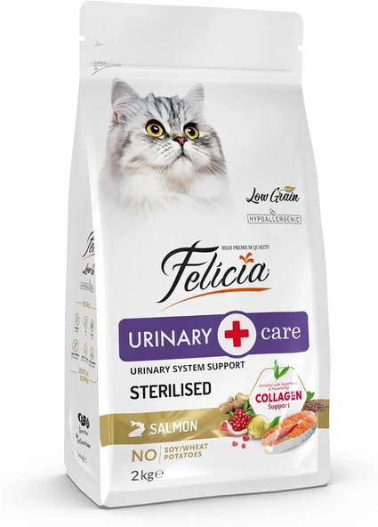 Felicia Hipoalerjenik Üriner Sağlığı İçin Somonlu Düşük Tahıllı Kısırlaştırılmış Kedi Maması 2kg ürün görseli 1