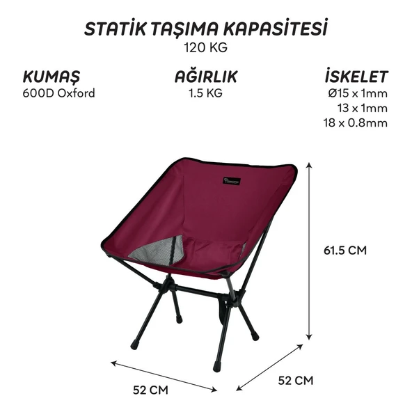 FreeCamp Jett Katlanır Sandalye-BORDO - Resim 4
