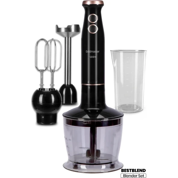 GoldMaster Bestblend 1500 Watt 4 Bıçaklı Paslanmaz 3 In 1 Blender Seti ürün görseli 1