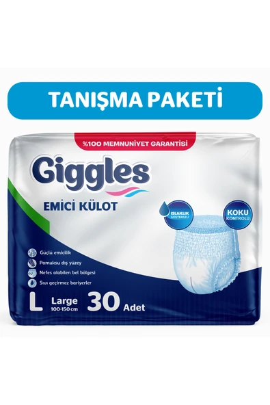Yetişkin Emici Külot Bez Büyük Boy (Large) Bel Ölçüsü 100-150cm  Islaklık Göstergeli - 1paket 30Adet ürün görseli 1