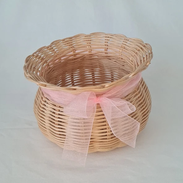 Bohem Çok Amaçlı Dekoratif Bambu Rattan Örgü  16x11  Sepet ürün görseli 1
