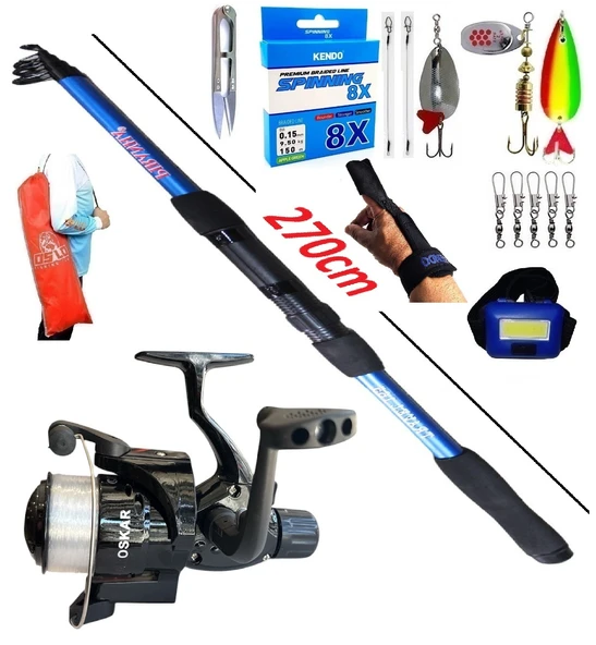 Oslo Turna Tele Spin Olta Takımı Seti Piranha Travel 270cm 50-150gr Oskar CB640 ürün görseli 1
