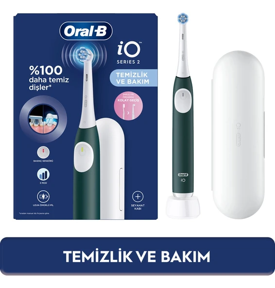 Oral-B iO 2 Seyahat Kaplı Yeşil Şarjlı Diş Fırçası ürün görseli 1