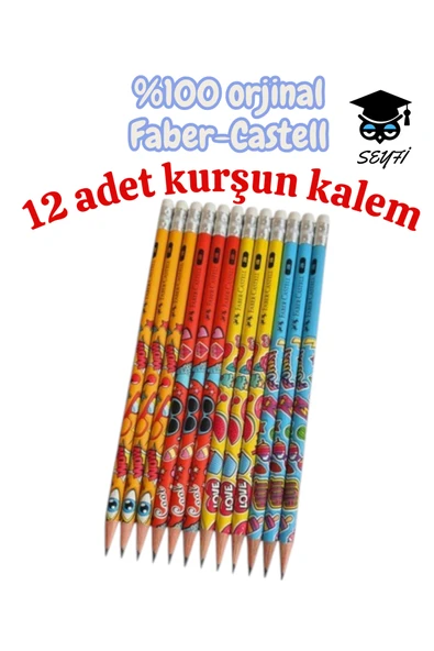 12 adet pop-art silgili kurşun kalem faber castell ürün görseli 1