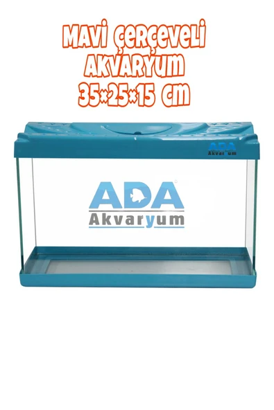 Ada Akvaryum Mavi Plastik Çerçeveli  Akvaryum 35x25x15 Cm ürün görseli 1