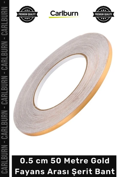 #Bant Dekoratif Kendinden Yapışkanlı Karo Zemin Duvar Süsü 05 cm 50 Metre Gold Fayans Arası Şerit Bant ürün görseli 1