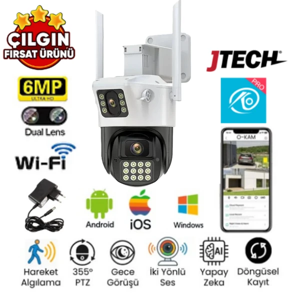 O-Kam 6015 Speed Dome Full HD 3 MP Gece Görüşlü IP Wi-Fi Güvenlik Kamerası ürün görseli 1