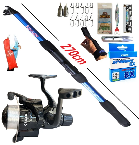 Oslo Tele Spin Olta Takımı Seti Piranha Travel 270cm 50-150gr Oskar CB640 ürün görseli 1
