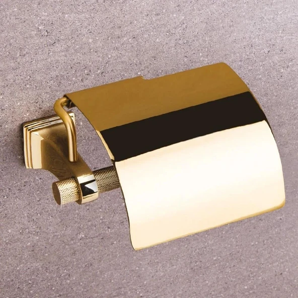 Park Kapaklı Wc Kağıtlık Gold Parlak Altın ürün görseli 1