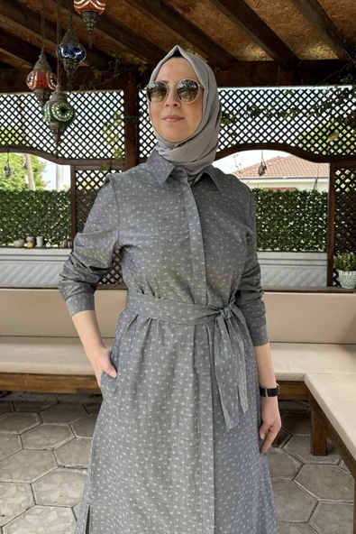Doğa Kot Efektli Gri Tunik - Resim 2