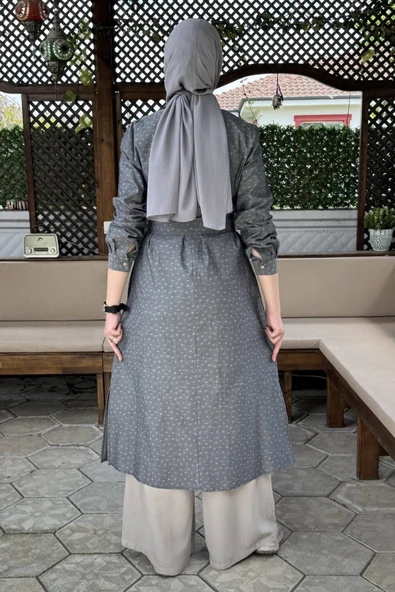Doğa Kot Efektli Gri Tunik - Resim 3