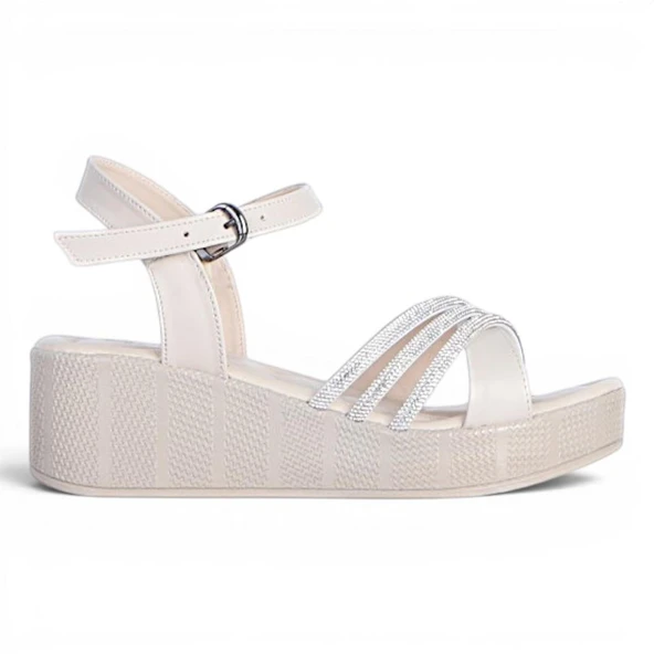 Byn Ayışığı By33 Krem Kadın 7 Cm Topuklu Sandalet ürün görseli 1