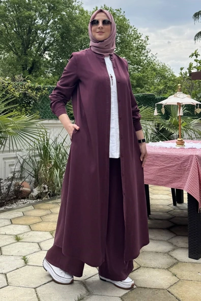 Başak Pantolonlu Takım Bordo - Resim 3