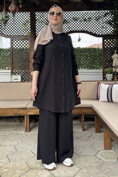 Ezgi Pantolonlu Takım Siyah - Resim 4
