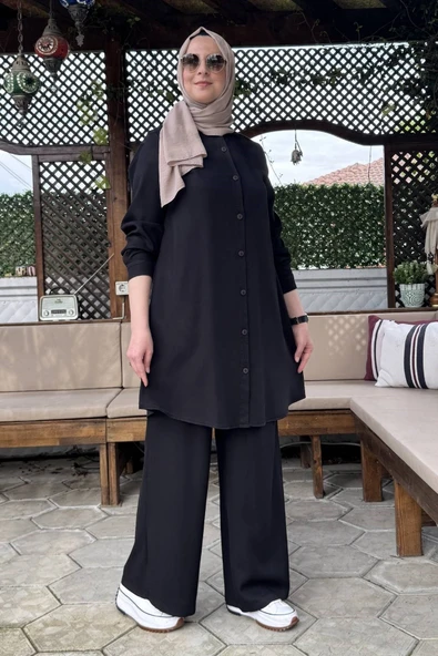 Ezgi Pantolonlu Takım Siyah - Resim 7