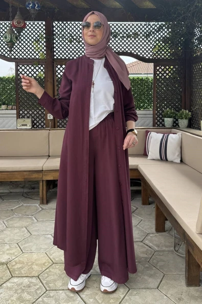 Başak Pantolonlu Takım Bordo - Resim 5