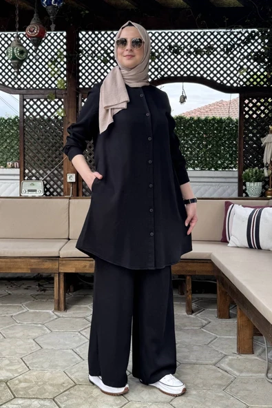 Ezgi Pantolonlu Takım Siyah - Resim 5