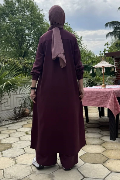 Başak Pantolonlu Takım Bordo - Resim 7