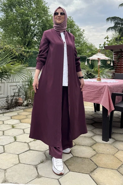 Başak Pantolonlu Takım Bordo ürün görseli 1