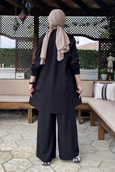 Ezgi Pantolonlu Takım Siyah - Resim 6