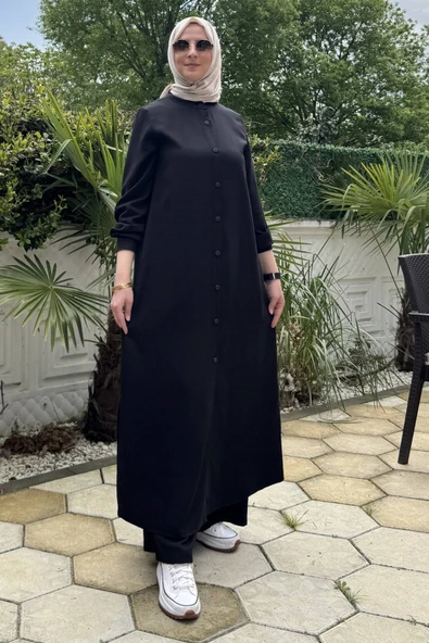 Başak Pantolonlu Takım Siyah - Resim 8