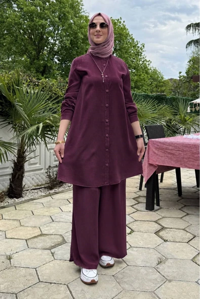 Ezgi Pantolonlu Takım Bordo ürün görseli 1