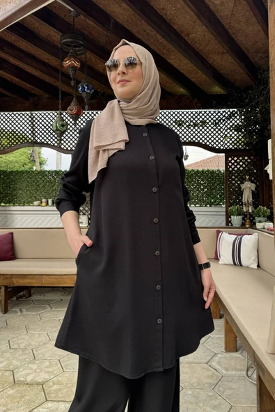 Ezgi Pantolonlu Takım Siyah - Resim 2