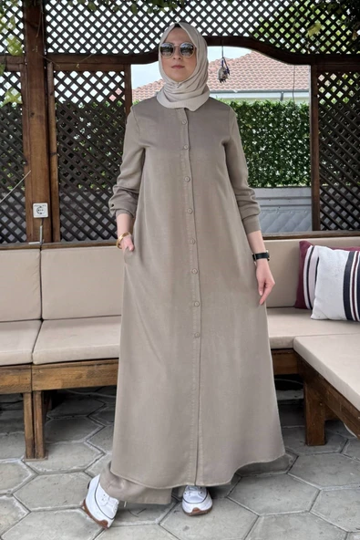 Başak Pantolonlu Takım Vizon - Resim 5