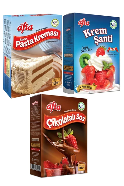 AFİA Helal Sertifikalı Pasta Malzemeleri (Pasta Kreması, Krem Şanti, Çikolatalı Sos) ürün görseli 1