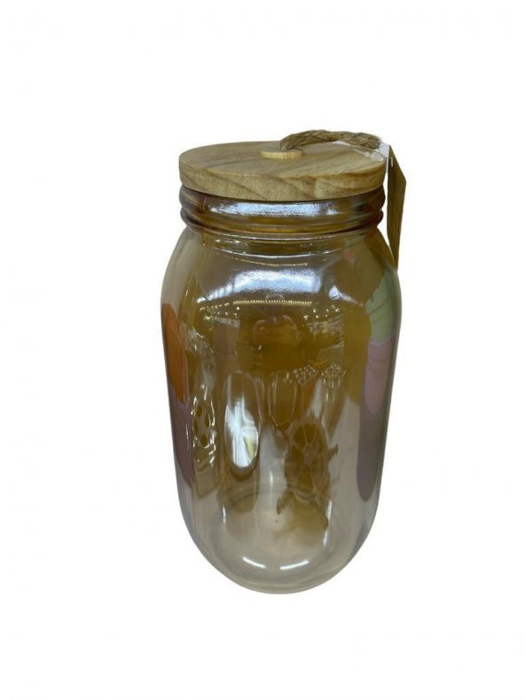 Panalı Ahşap Kapaklı Kavanoz Amber 2150ml ürün görseli 1