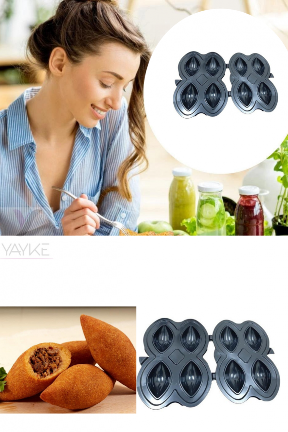Yayke Pratik 4lü Içli Köfte Kalıbı Aparatı(Siyah) 6 Boy Gıda Koruyucu Silikon Kapak Saklayıcı Bone ürün görseli 1