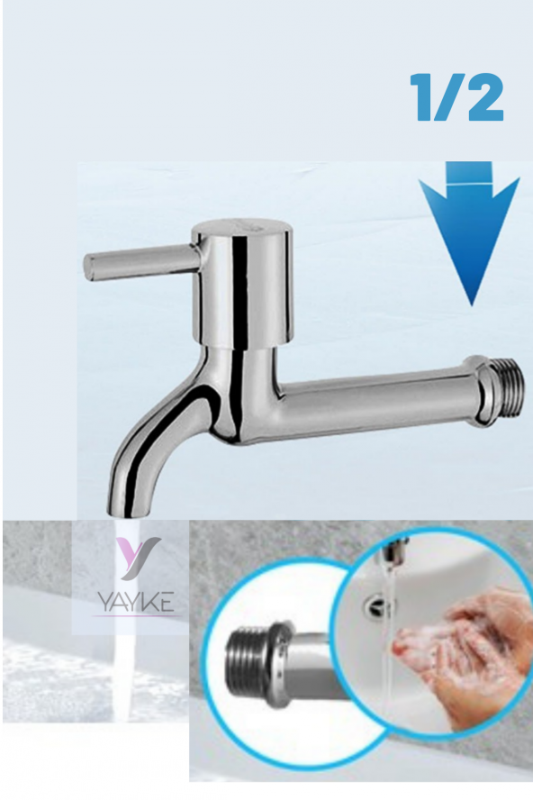 Yayke  Çubuk Kol Aç Kapa Tek Girişli Banyo Tuvalet Bahçe Musluğu (Pirinç) ürün görseli 1