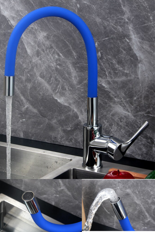 Yayke Mavi Renkli Oynar Başlıklı Spiral Musluk Başlığı Batarya Başlığı Dönebilir Boru Kubar ürün görseli 1