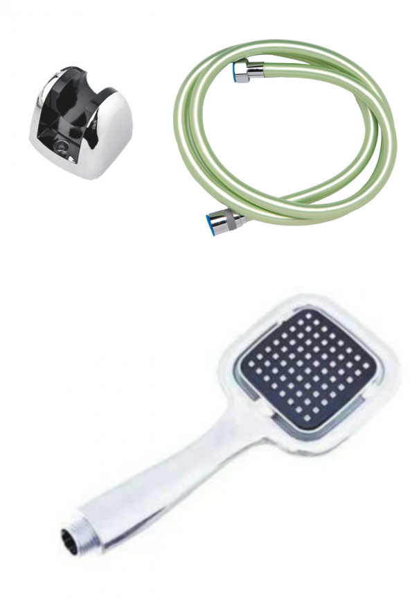 Yayke Kardelen Mafsallı Duş Başlığı + Silikon 1.Sınıf Kaliteli PVC Kaplama Duş Hortumu (Yeşil Duş Seti) ürün görseli 1