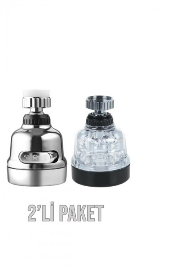 Yayke 2 Adetli Paket Krom Ve Şeffaf 3 Fonksiyonlu Musluk Başlığı Set 360 Derece Döner ürün görseli 1