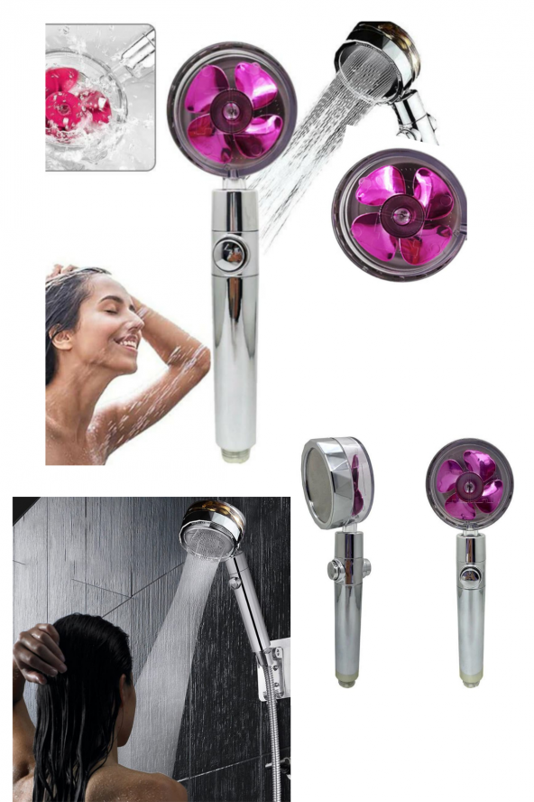 Yayke Spa Masaj Etkili Duş Başlığı Serinletici Pervaneli Açma/Kapama Özellikli Duş Serisi(MOR) ürün görseli 1