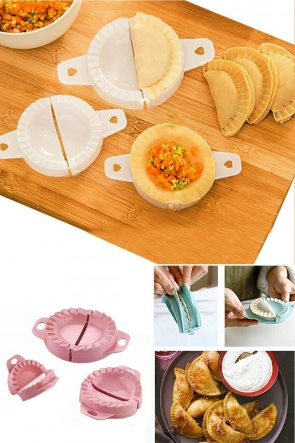 Yayke  3lü Ravioli Kalıbı Çiğ Börek Mantı Poğaça Pasta Hamur Kalıbı Set Kurabiye Kalıbı ürün görseli 1
