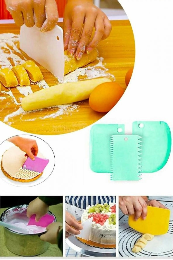 Yayke 3 Parça Hamur Kesici Pasta Kreması Şekillendirici Spatula Seti 3parçahamurkesme ürün görseli 1