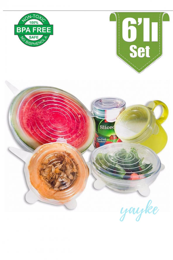 Yayke 6lı Silikon Streç Kapak, Silikon Bone, Hava Geçirmez Koruma Kapakları ürün görseli 1