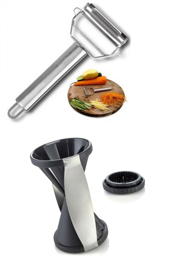 Yayke Spiral Sebze Doğrayıcı + Paslanmaz Çelik Turbo Jülyen Meyve Sebze Soyucu Kesici ürün görseli 1