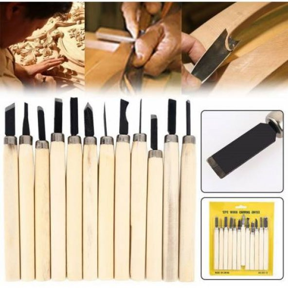 Yayke 12 Parça Ahşap Oyma Set Ağaç Oyma Set Kalem Set İskarpela ürün görseli 1