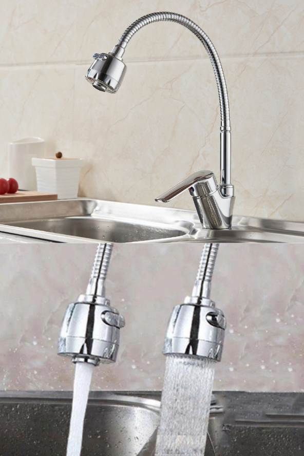 Yayke Oynar Baslıklı Spiralli Mutfak Lavabo Başlığı Tazyikli Su Tasarruflu Krom Kubar ürün görseli 1