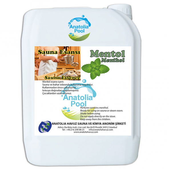 Anatolia Pool Sauna Buhar Esansı Mentol Sıvı 5 Lt (Sauna Essence Menthol) ürün görseli 1