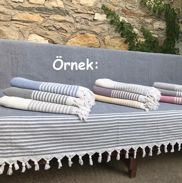 Pamuklu Kaymaz Hasır Dokuma Maxi Boy Kolları Örten Koltuk Örtüsü (180x310) ürün görseli 1