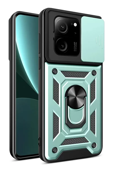 Newface Xiaomi Mi 13T Pro Kılıf Pars Lens Yüzüklü Silikon - Yeşil ürün görseli 1