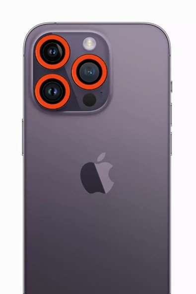 Newface Apple iPhone 12 Pro Max Neon Fosforlu Kamera Lens - Turuncu ürün görseli 1