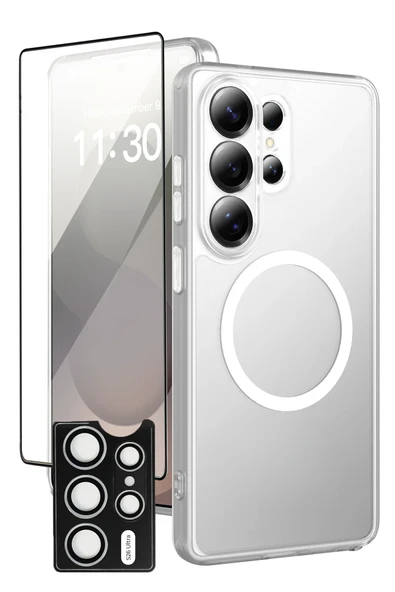 URR Samsung Galaxy S26 Ultra ile Uyumlu Crystal Clear Magsafe 3in1 Ekran Koruyucu ve Kamera Lens Koruyucu - Şeffaf ürün görseli 1