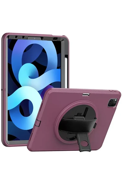 Newface Apple iPad Pro 11 (2018) Kılıf Hand Strap Tablet Kılıfı - Mürdüm ürün görseli 1