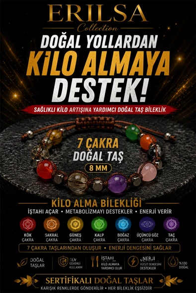 Sertifikalı 7 Çakra Doğal Taş Bileklik 8 MM Ayarlanabilir Unisex Premium Model ürün görseli 1